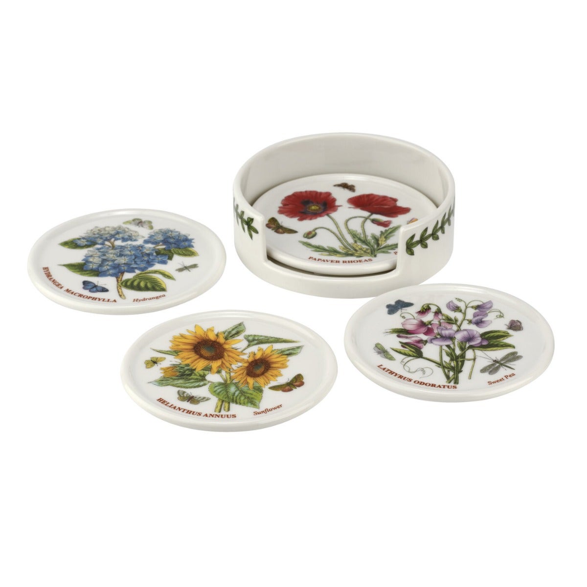 Portmeirion Botanic Garden Ceramic Coasters with Holder, Set of 6