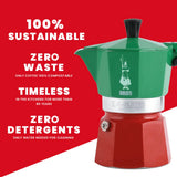 Bialetti Moka Express Tricolore Italia Stovetop Coffee Maker