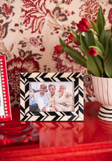 Casa by Josephine Jenno Black and White Marquetry Striped Photo Frame