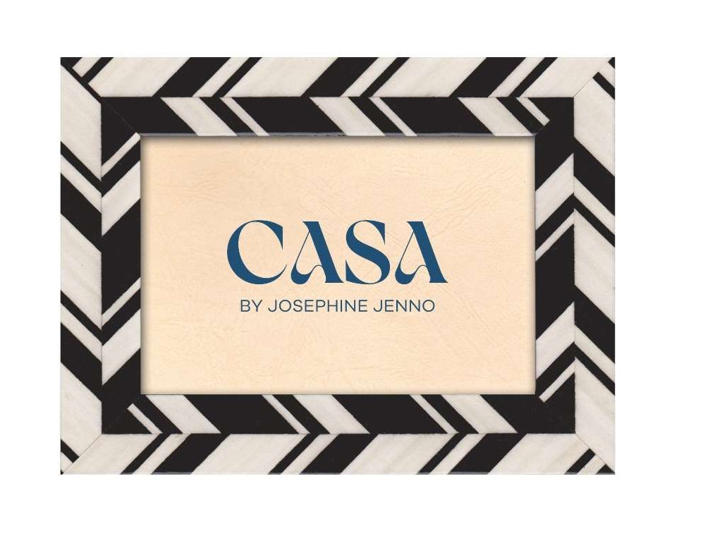 Casa by Josephine Jenno Black and White Marquetry Striped Photo Frame