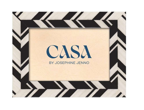Casa by Josephine Jenno Black and White Marquetry Striped Photo Frame