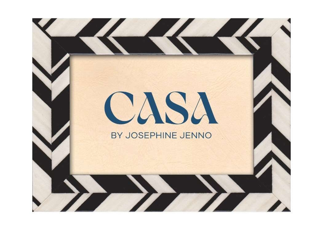 Casa by Josephine Jenno Black and White Marquetry Striped Photo Frame 7x5