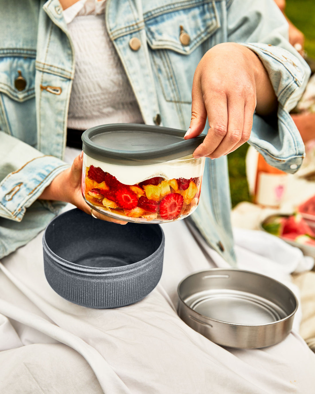 Black+Blum Glass Lunch Bowl, Slate, Leakproof, 750ml