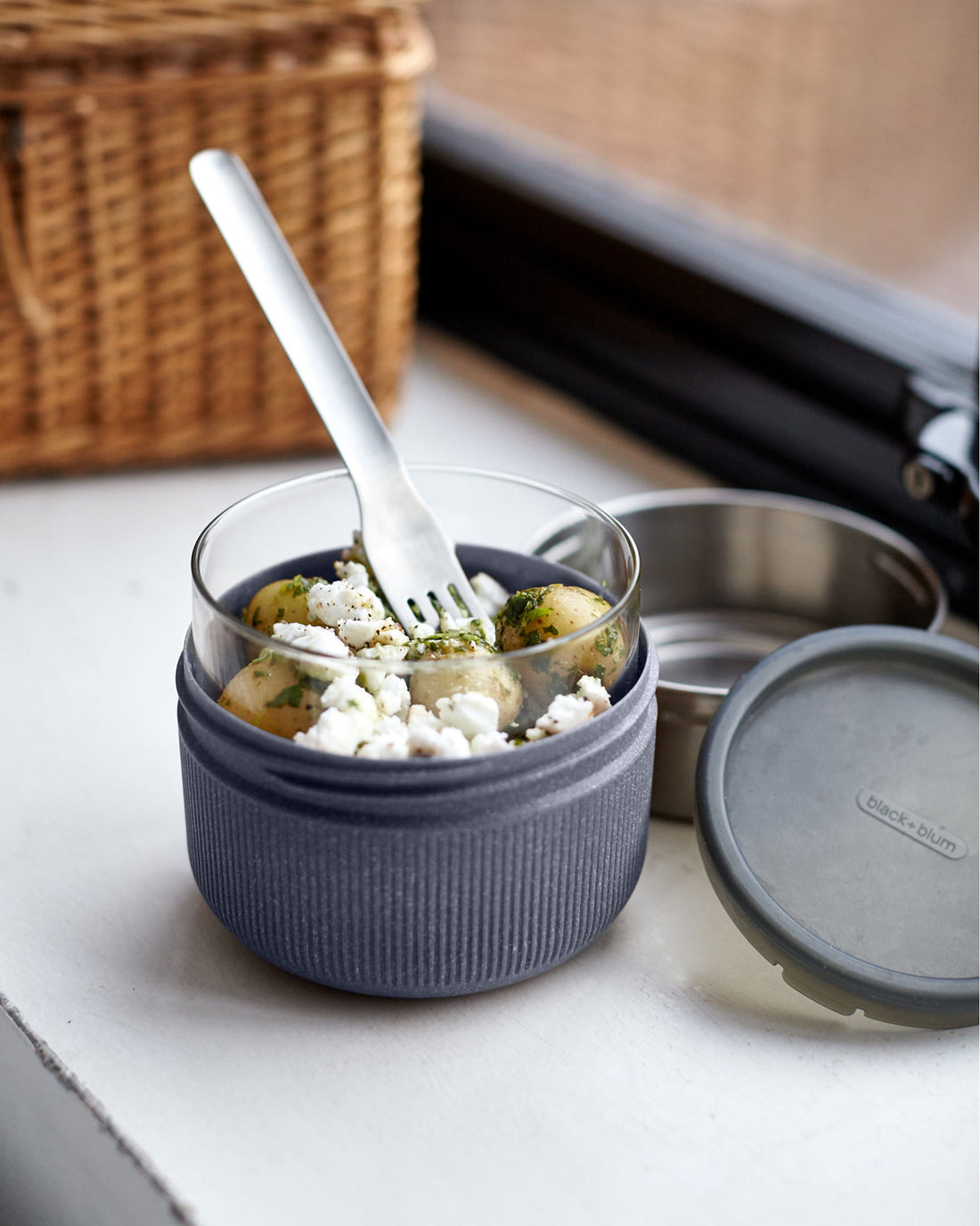 Black+Blum Glass Lunch Pot, Slate, Large, 600ml