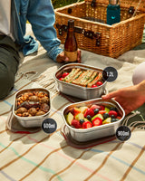 Black+Blum Pack of 3 Microwavable Steel Meal Prep Box Set, Medium