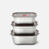 Black+Blum Pack of 3 Microwavable Steel Meal Prep Box Set