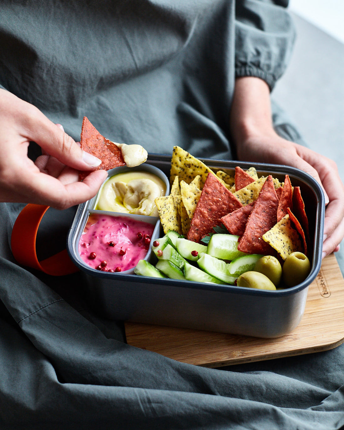 Black Blum Stainless Steel Sandwich Box Large, Orange