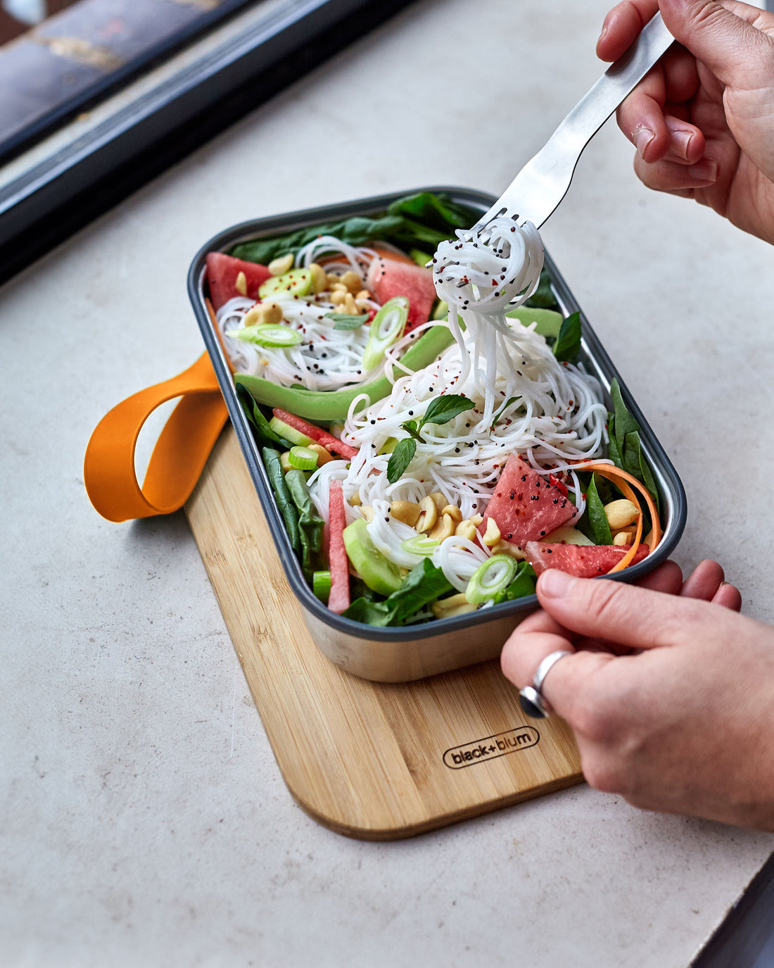 Black Blum Sandwich Box, Orange