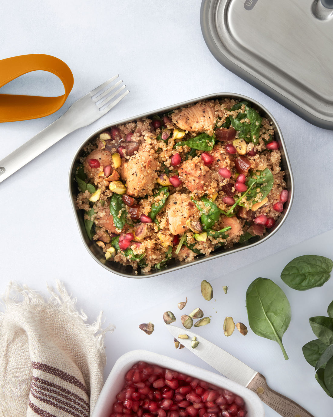 Black Blum Stainless Steel Lunch Box, Large, Orange