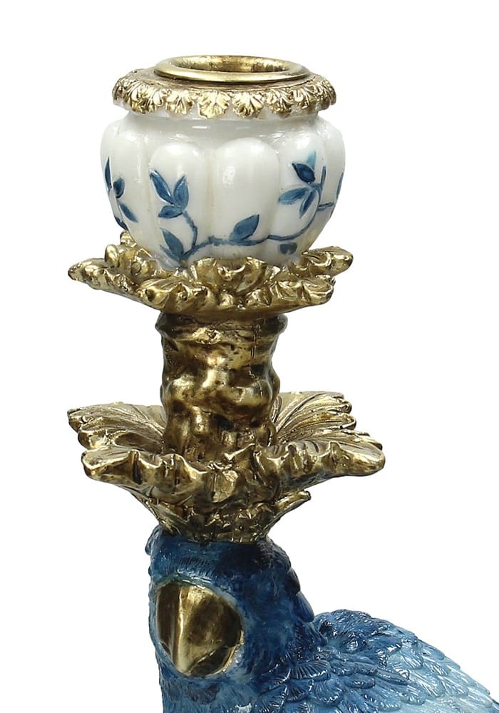 Casa by Josephine Jenno Blue Parrot Tall Candle Holder 40cm Right