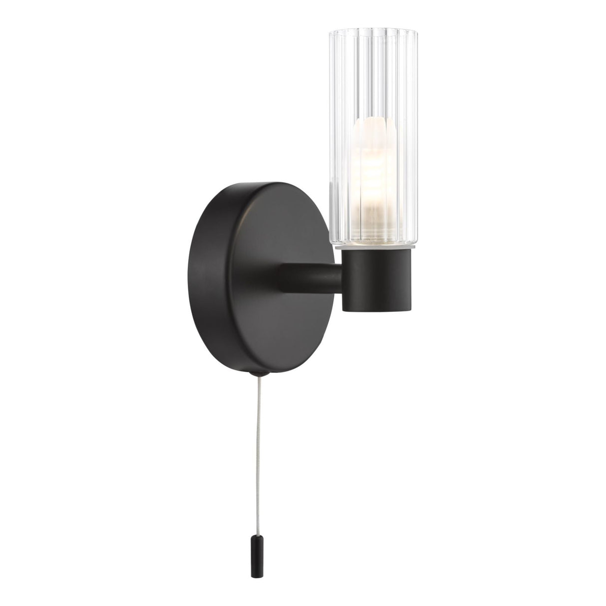 Pagazzi Hannah Matte Black Glass IP44 Bathroom Wall Light