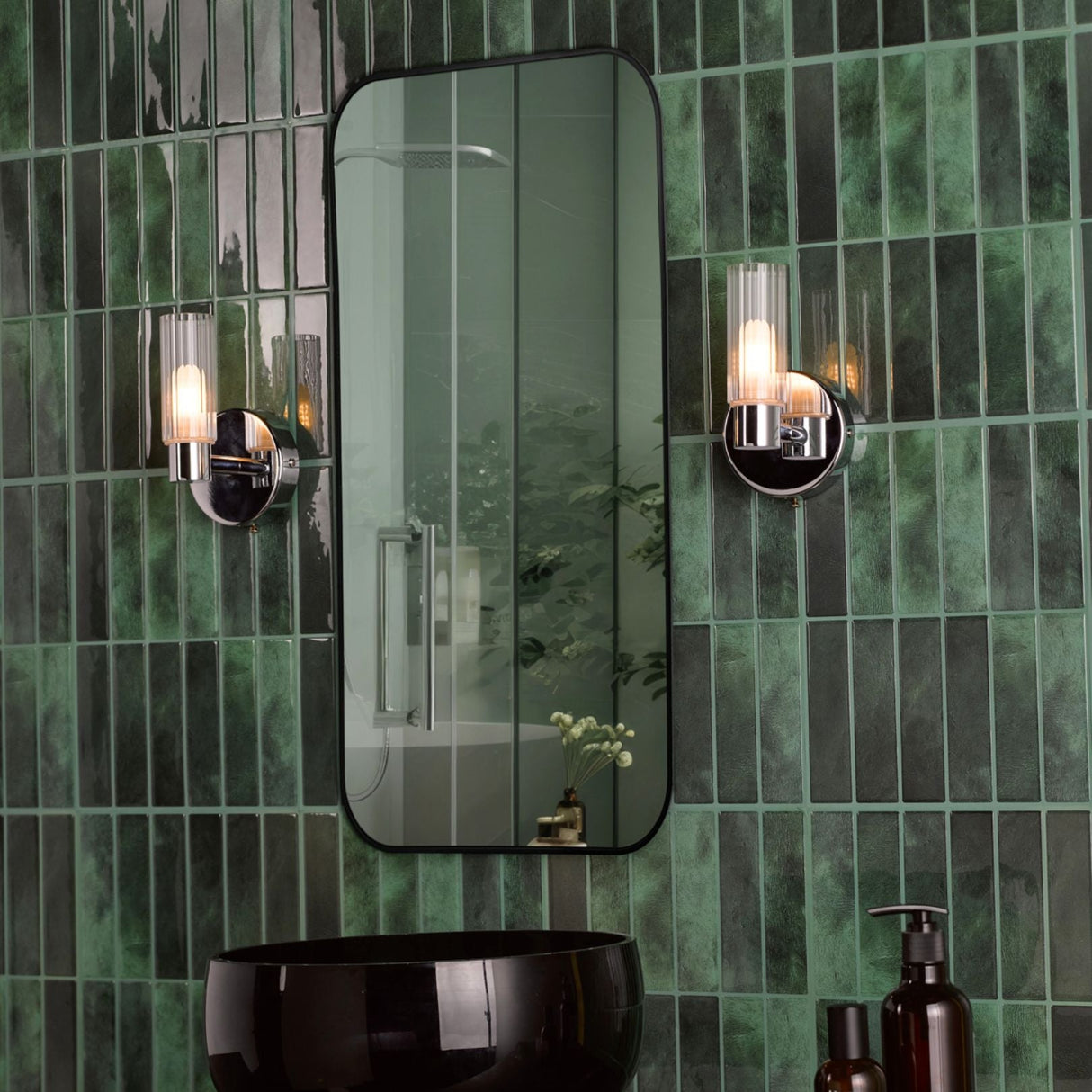 Pagazzi Hannah Polished Chrome Glass Bathroom Wall Light