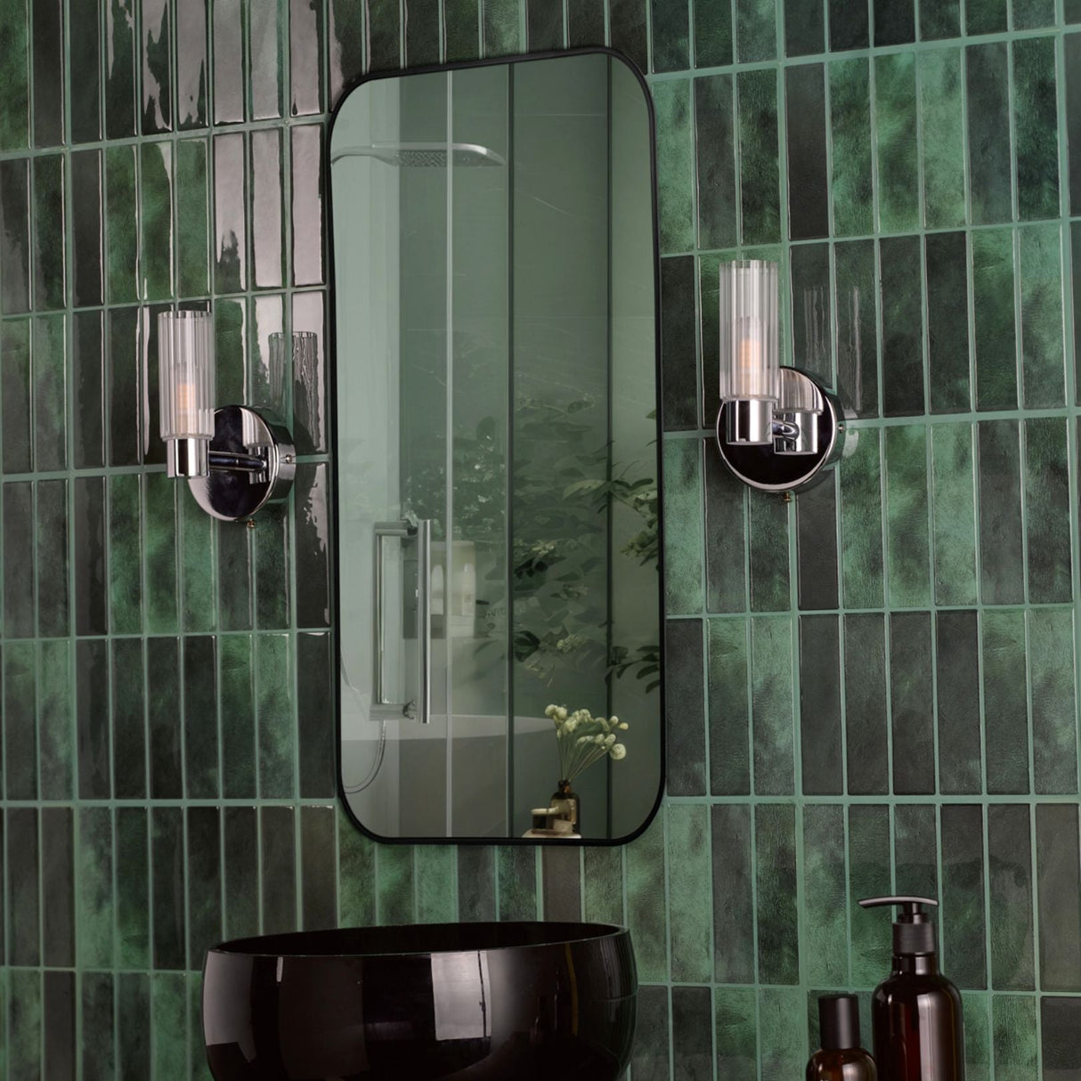 Pagazzi Hannah Polished Chrome Glass Bathroom Wall Light