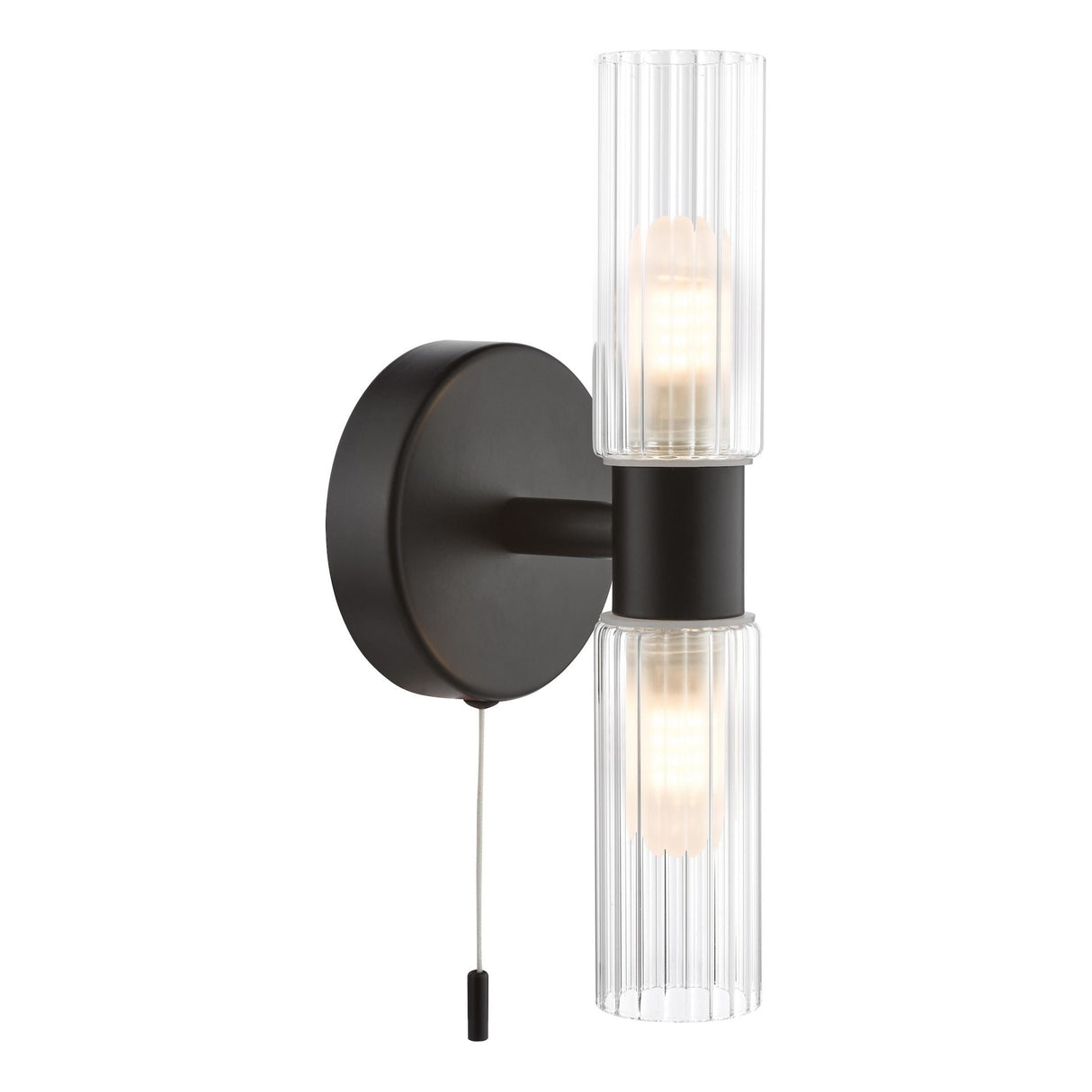 Pagazzi Hannah 2 Light Matte Black Glass IP44 Wall Light