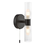 Pagazzi Hannah 2 Light Matte Black Glass IP44 Wall Light