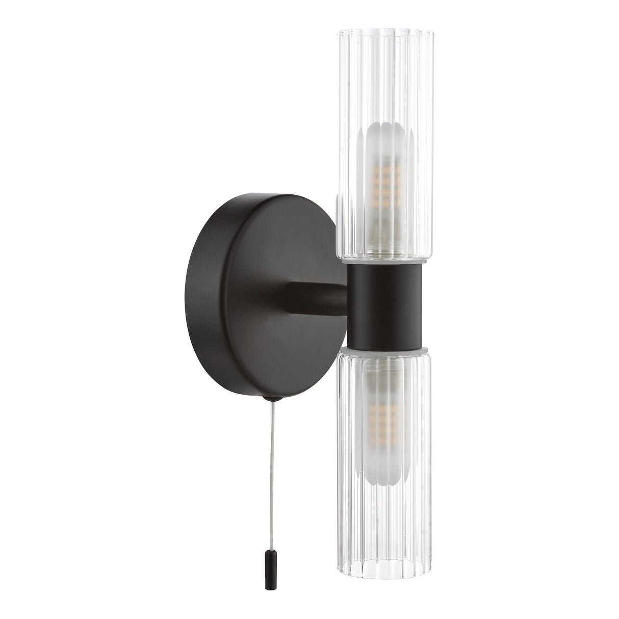 Pagazzi Hannah 2 Light Matte Black Glass IP44 Wall Light