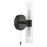 Pagazzi Hannah 2 Light Matte Black Glass IP44 Wall Light