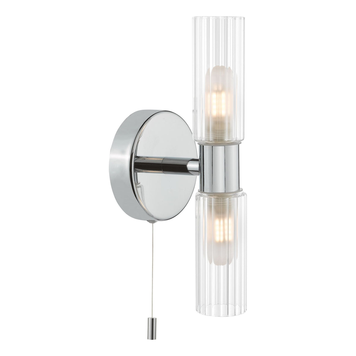 Pagazzi Hannah 2 Light Polished Chrome Glass IP44 Wall Light