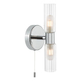 Pagazzi Hannah 2 Light Polished Chrome Glass IP44 Wall Light