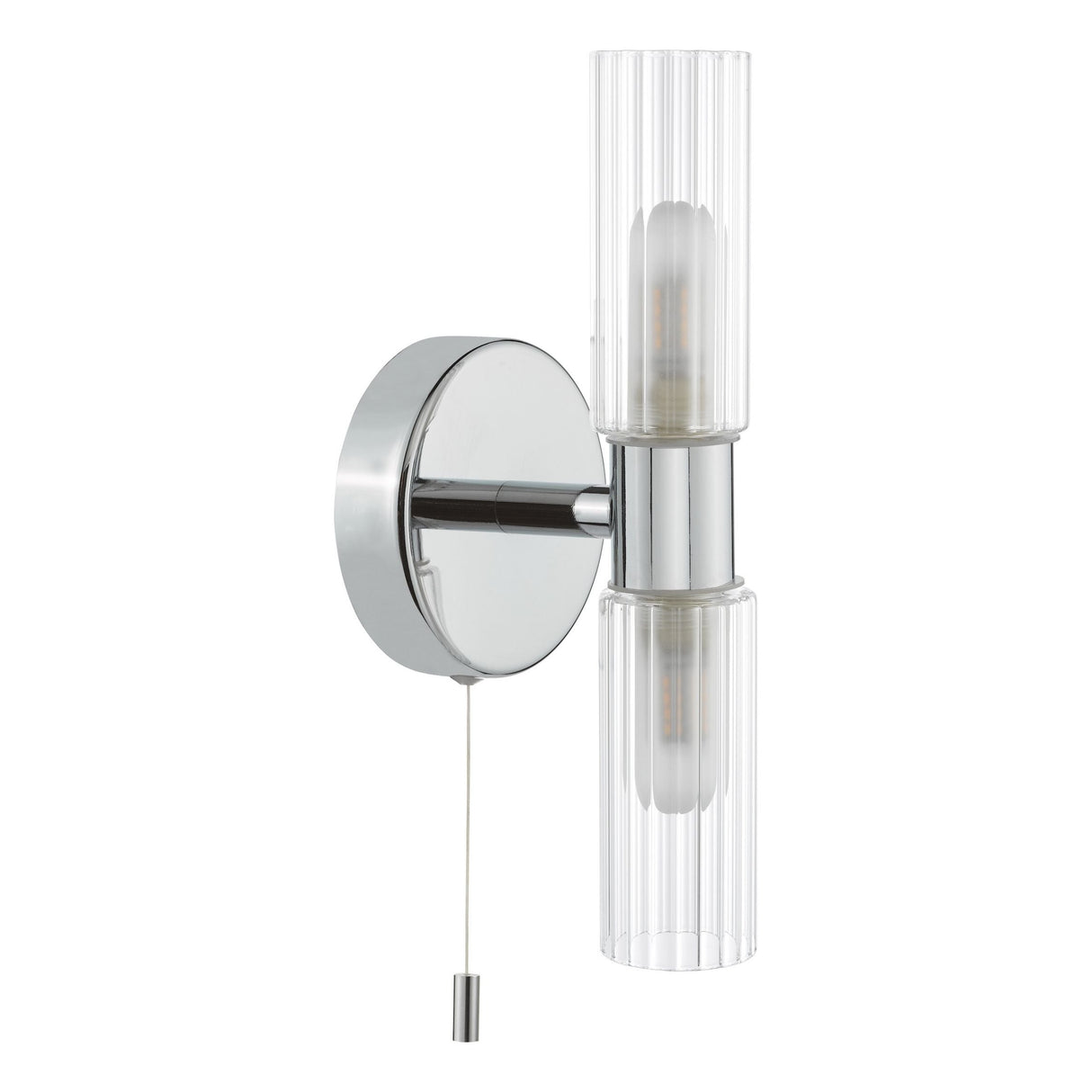 Pagazzi Hannah 2 Light Polished Chrome Glass IP44 Wall Light