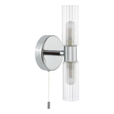 Pagazzi Hannah 2 Light Polished Chrome Glass IP44 Wall Light