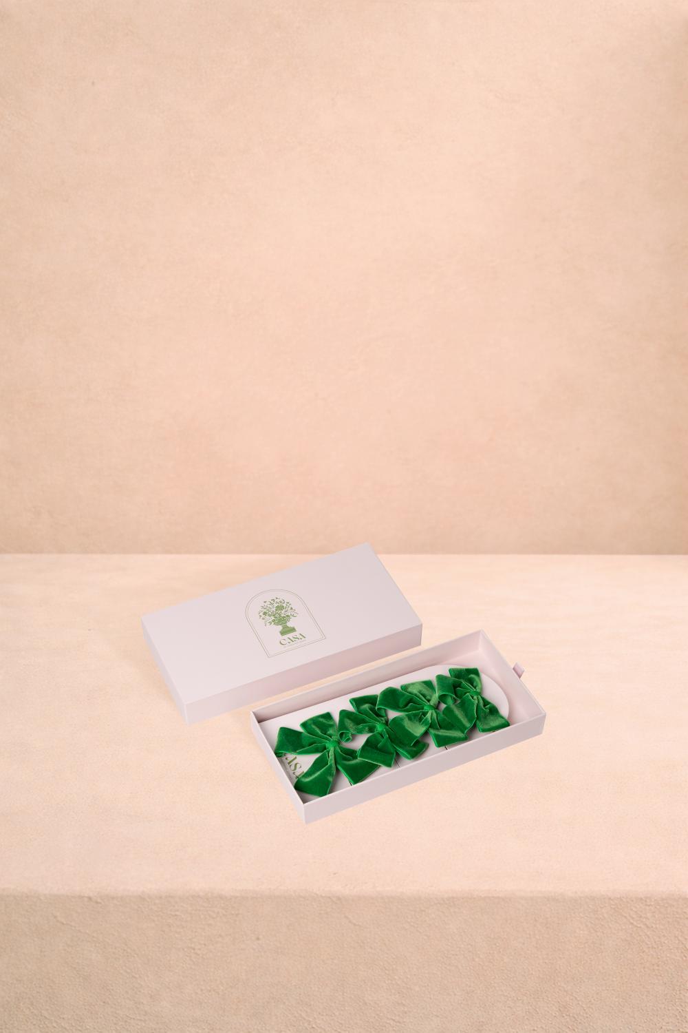Casa by Josephine Jenno Luxury Forest Green Velvet Bow Collection