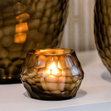 Lowlands Design Hematite Glass Tealight Candleholder - Steel Green