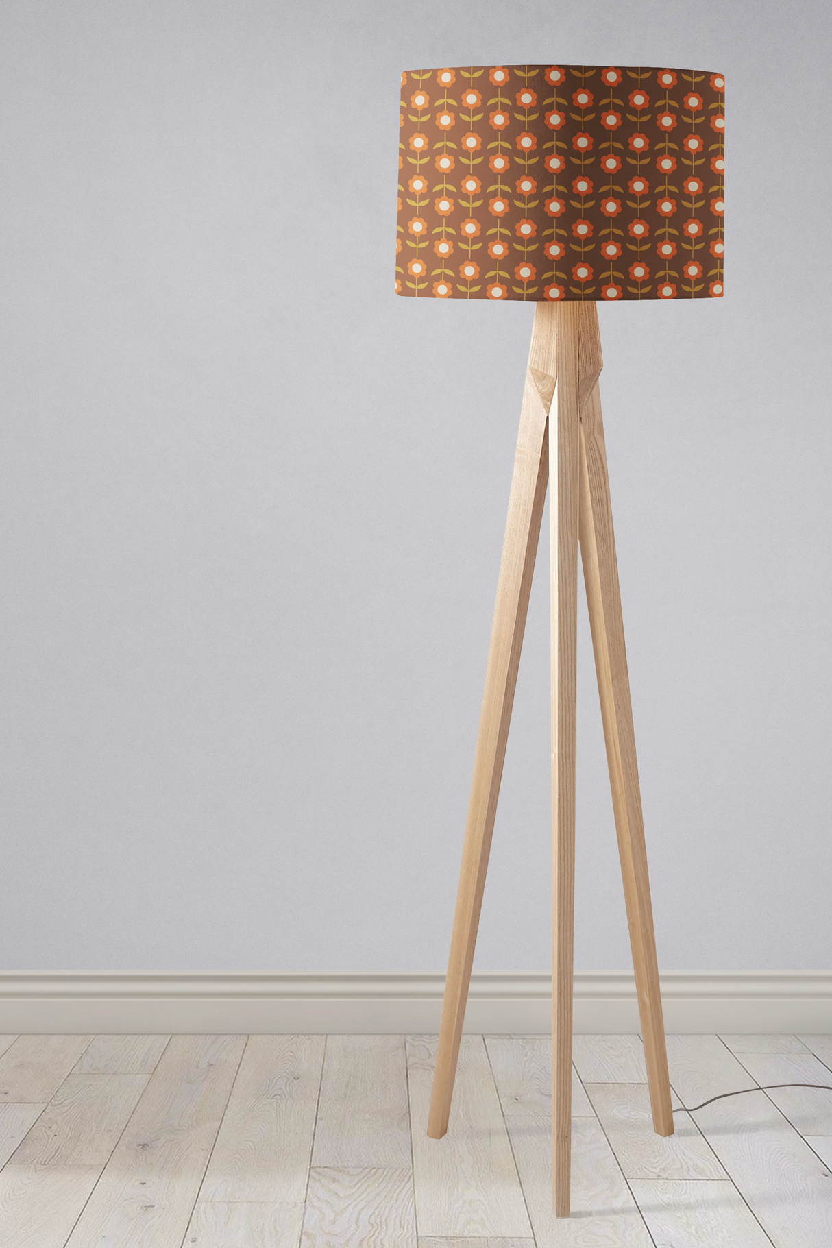 Shadowbright Retro Brown Floral Lampshade
