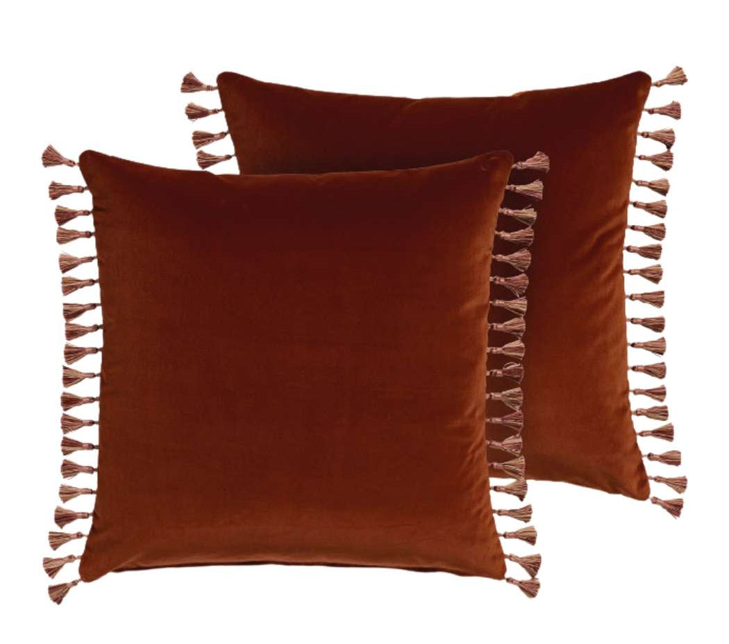Casa by Josephine Jenno Burgundy Velvet Cushion Cover with Tassels