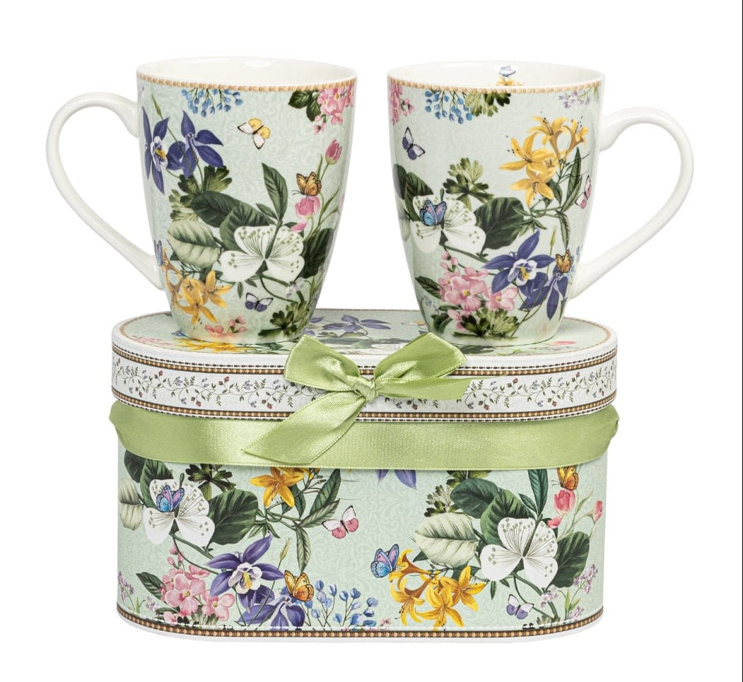 Casa by Josephine Jenno Butterfly Garden Mugs Set of 2 Gift Box