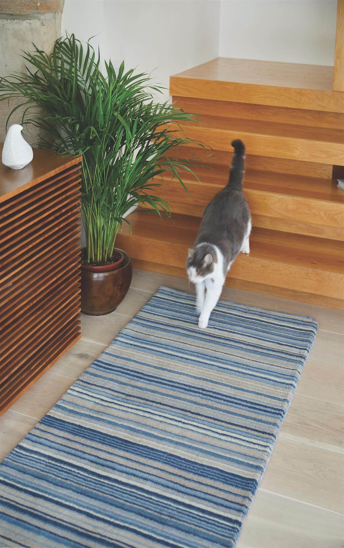 Fine Stripes Blue Rug | The Rugs 100% Wool