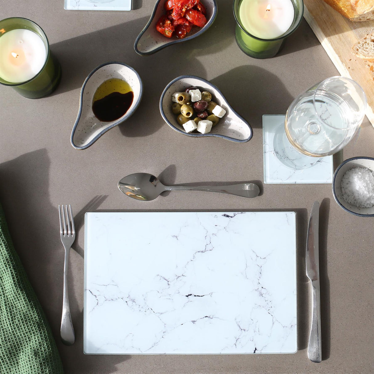 Rinkit Rectangle Glass Chopping Board Marble - 30cm x 20cm