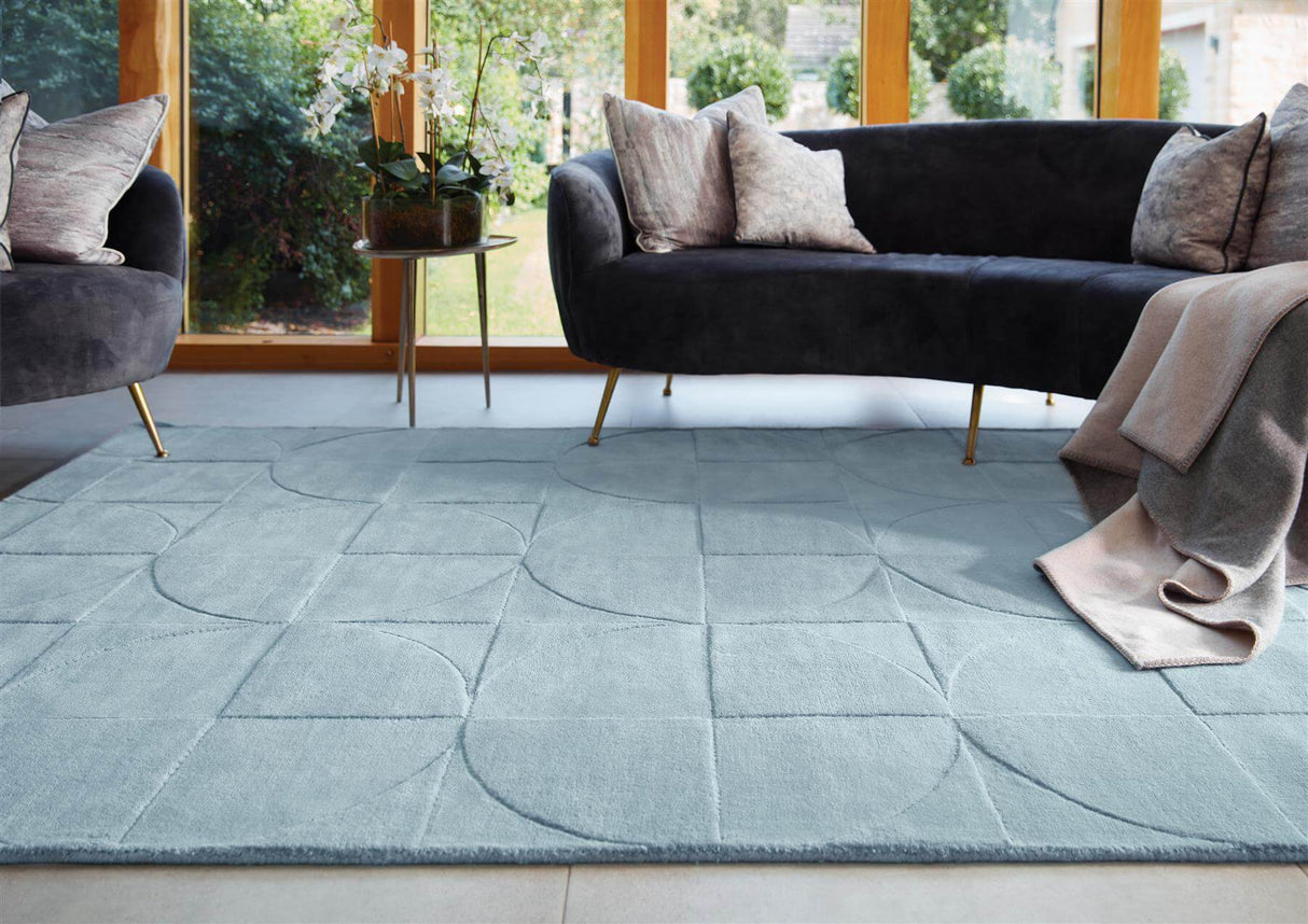 The Rugs Penny Duck Egg Blue Geometric Wool Rug