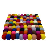 HatiNest Square Felt Ball Placemat - Multi Colour