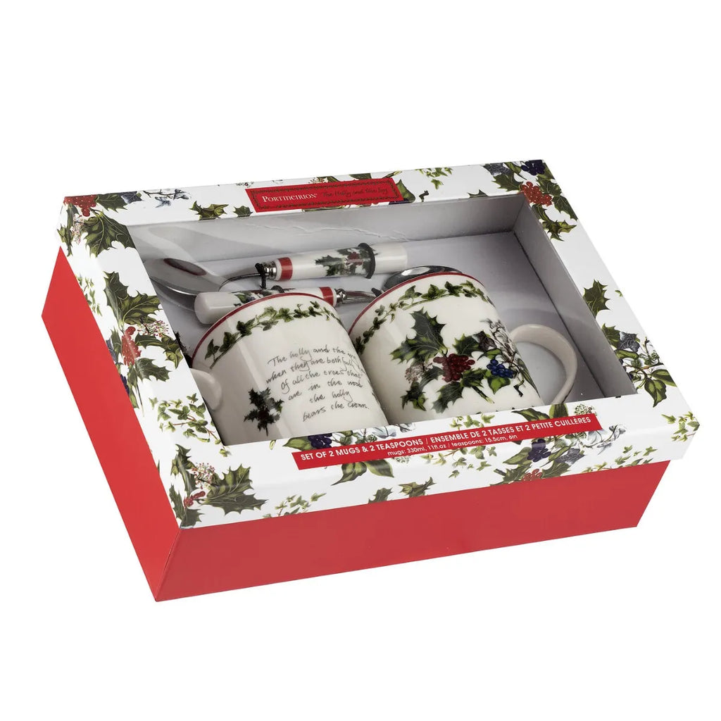 Portmeirion The Holly and The Ivy Gift Mugs and Spoons, Set of 2