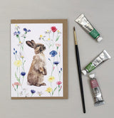 Spring Bunny Rabbit Watercolour Greetings Card | Katie Hipwell Design