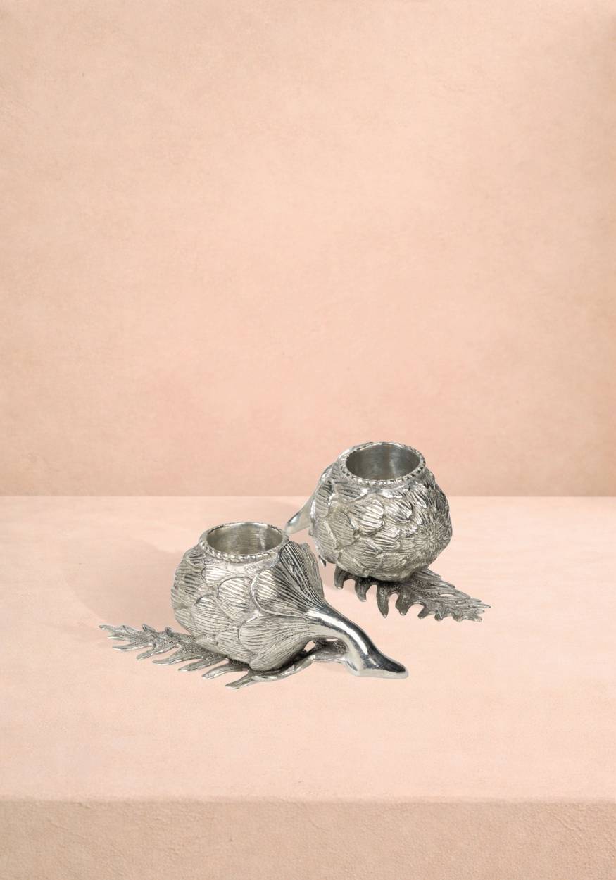 Casa by Josephine Jenno Pewter Artichoke Candleholder - Set of 2