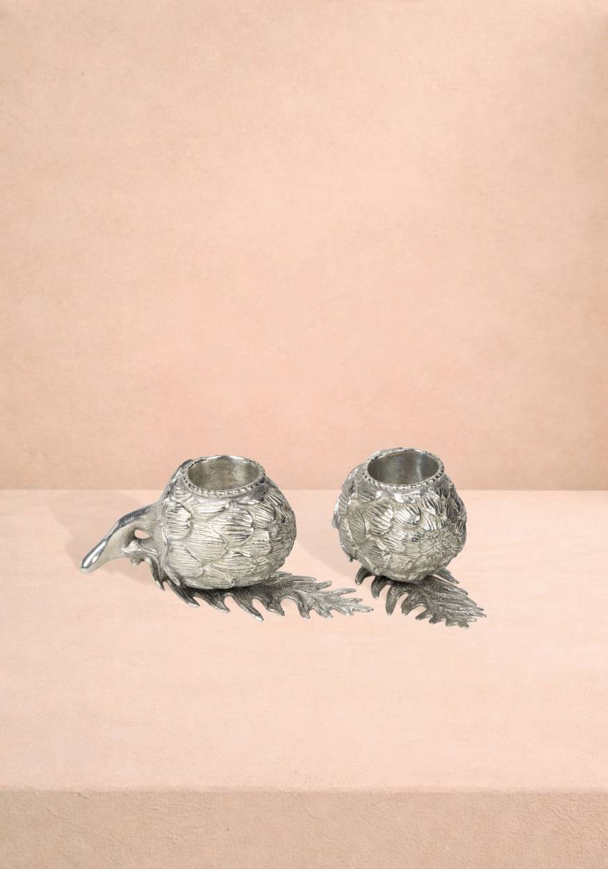 Casa by Josephine Jenno Pewter Artichoke Candleholder - Set of 2