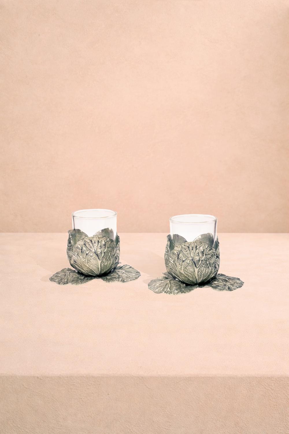 Casa by Josephine Jenno Pewter Cabbage Tea Light Holder - Set of 2
