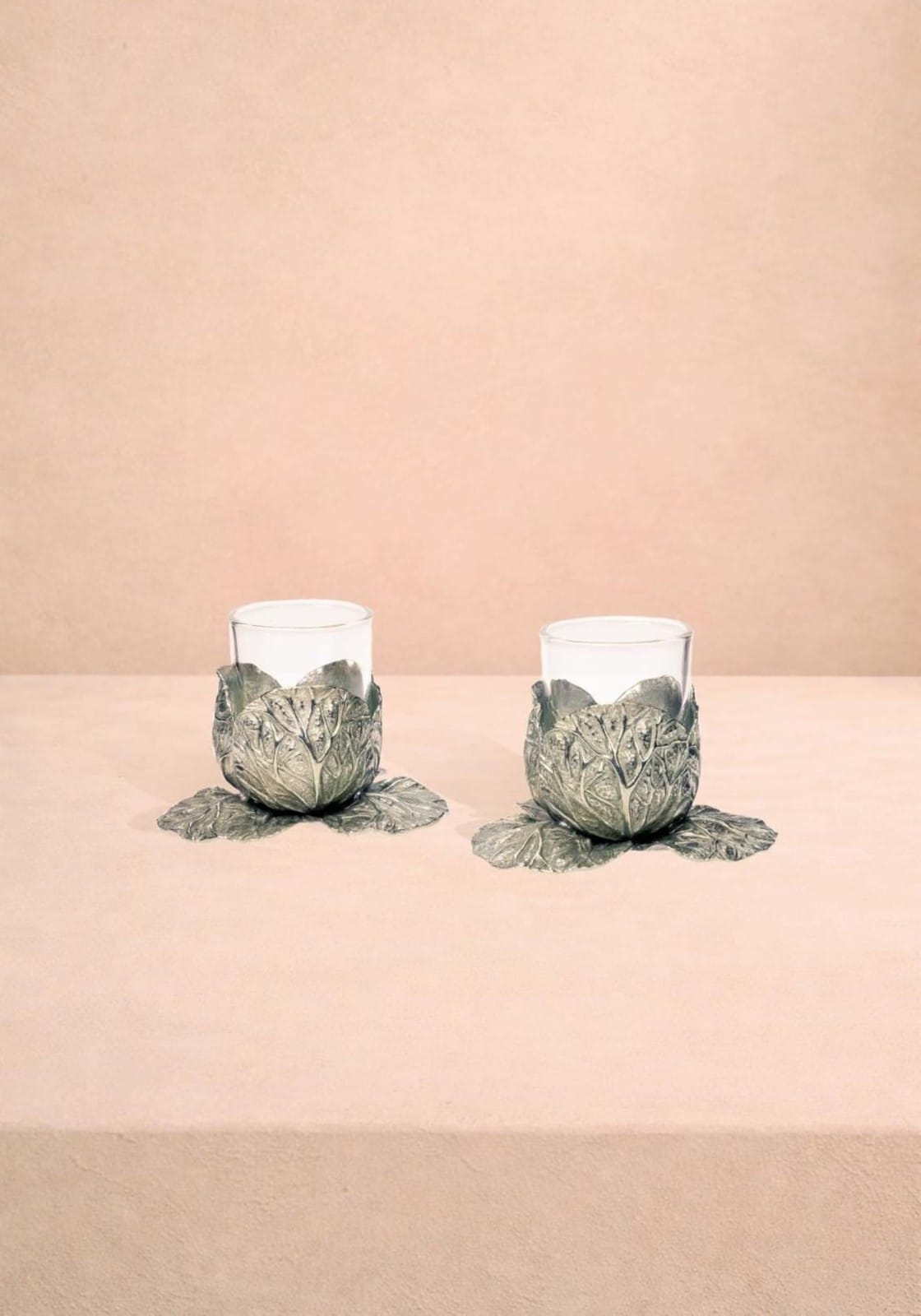 Casa by Josephine Jenno Pewter Cabbage Tea Light Holder - Set of 2