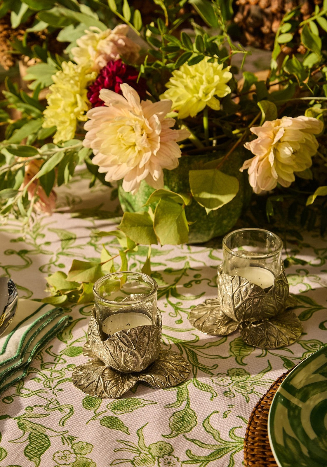 Casa by Josephine Jenno Pewter Cabbage Tea Light Holder - Set of 2