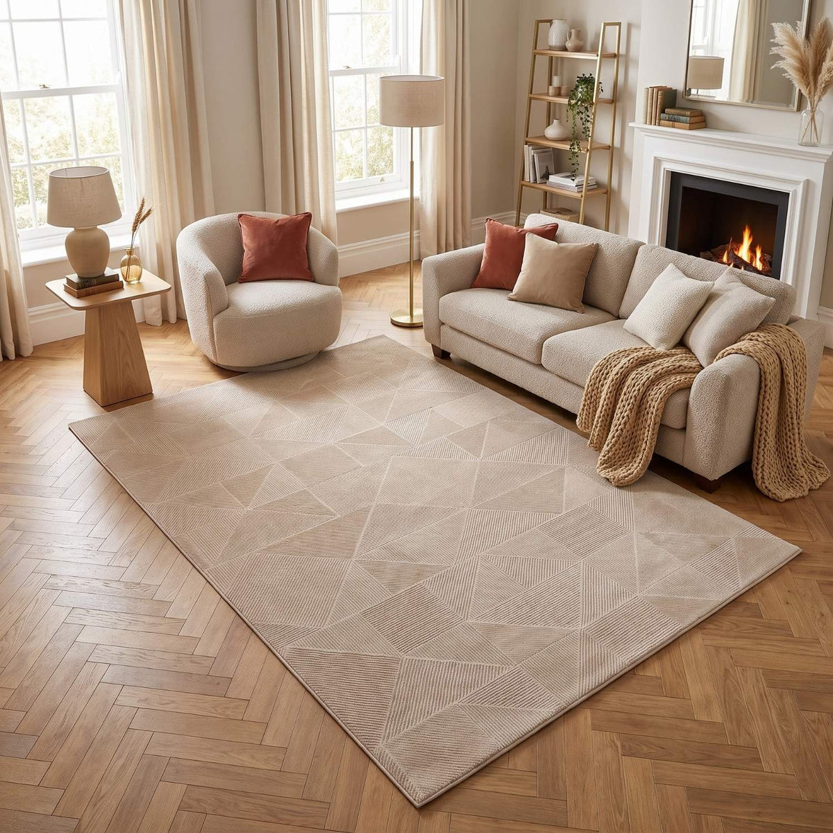 Carmel Beige Rug Abstract 6000 by The Rugs