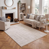 The Rugs Carmel Cream‑Grey Geometric Rug 6040