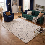 Carmel Cream‑Blue Geometric Indoor Floor Rug 6070 | The Rugs