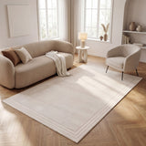 Carmel Cream Bordered Rug | 6060 - Plush 10mm pile