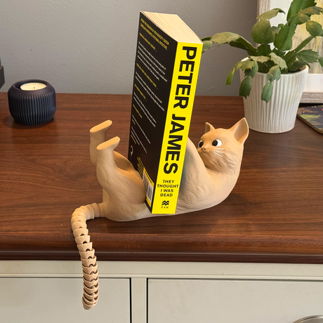 Filamora Studios Purr-fect Cat Book Display Holder with Tail