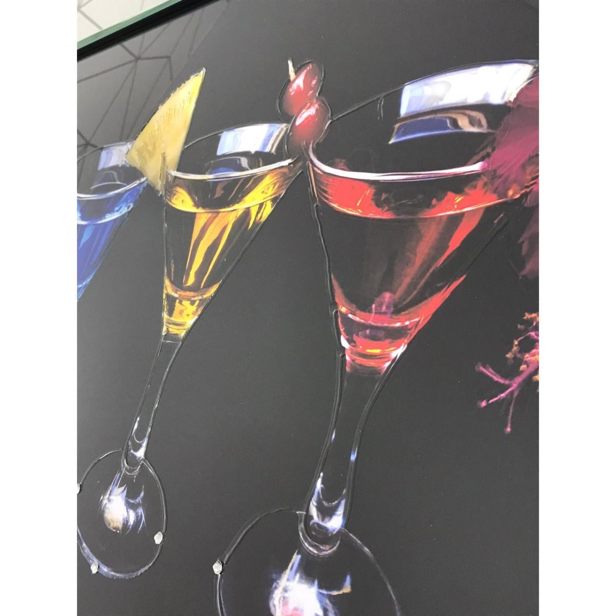Pagazzi Cocktail Glasses Liquid Art with Mirrored Frame - 67x117cm