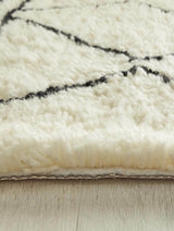 The Rugs Berber Cream Black Wool Shaggy Rug