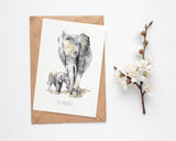 Elephants Hand Painted Greetings Card | Katie Hipwell Design