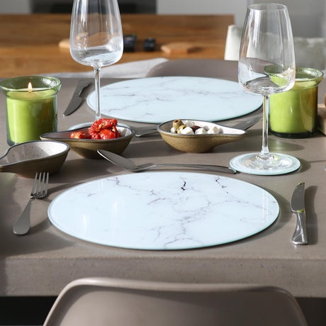 Rinkit Round Glass Placemats & Coasters Set - 30cm 12pc